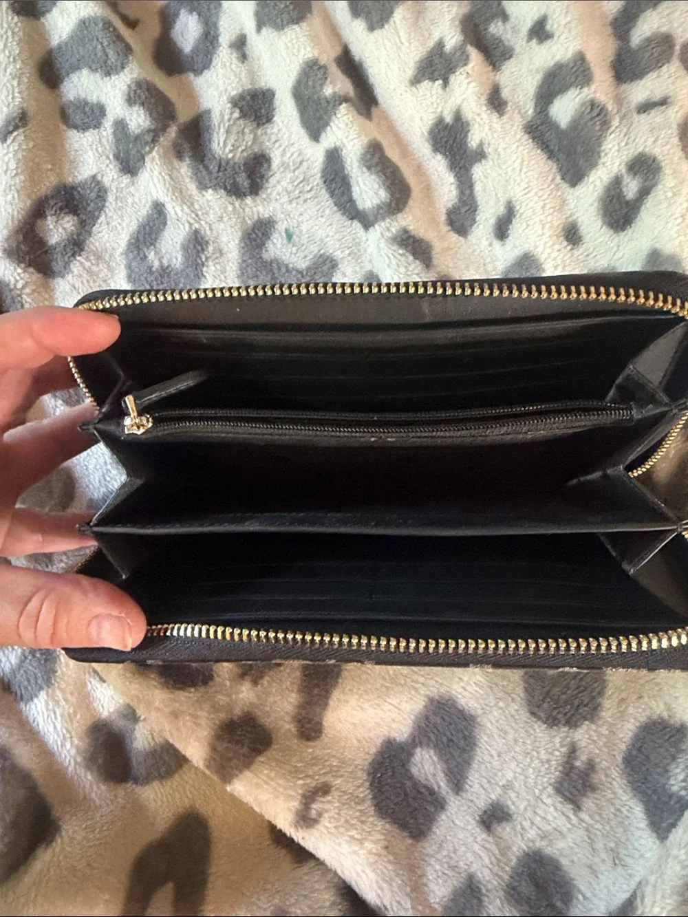 Kate Spade Metallic Leopard Print Zip Around Continental Wallet